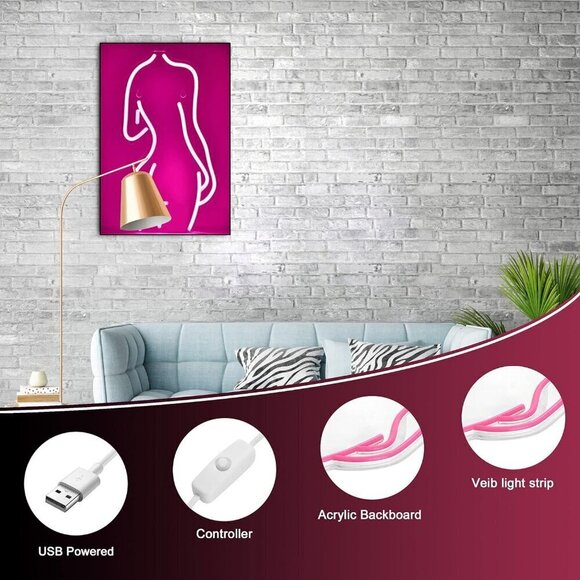- Lady Back Neon Signs LED Night Lights USB Connected Decorative Man Cave … - Picture 6 of 7